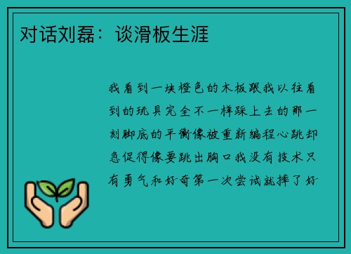 对话刘磊：谈滑板生涯
